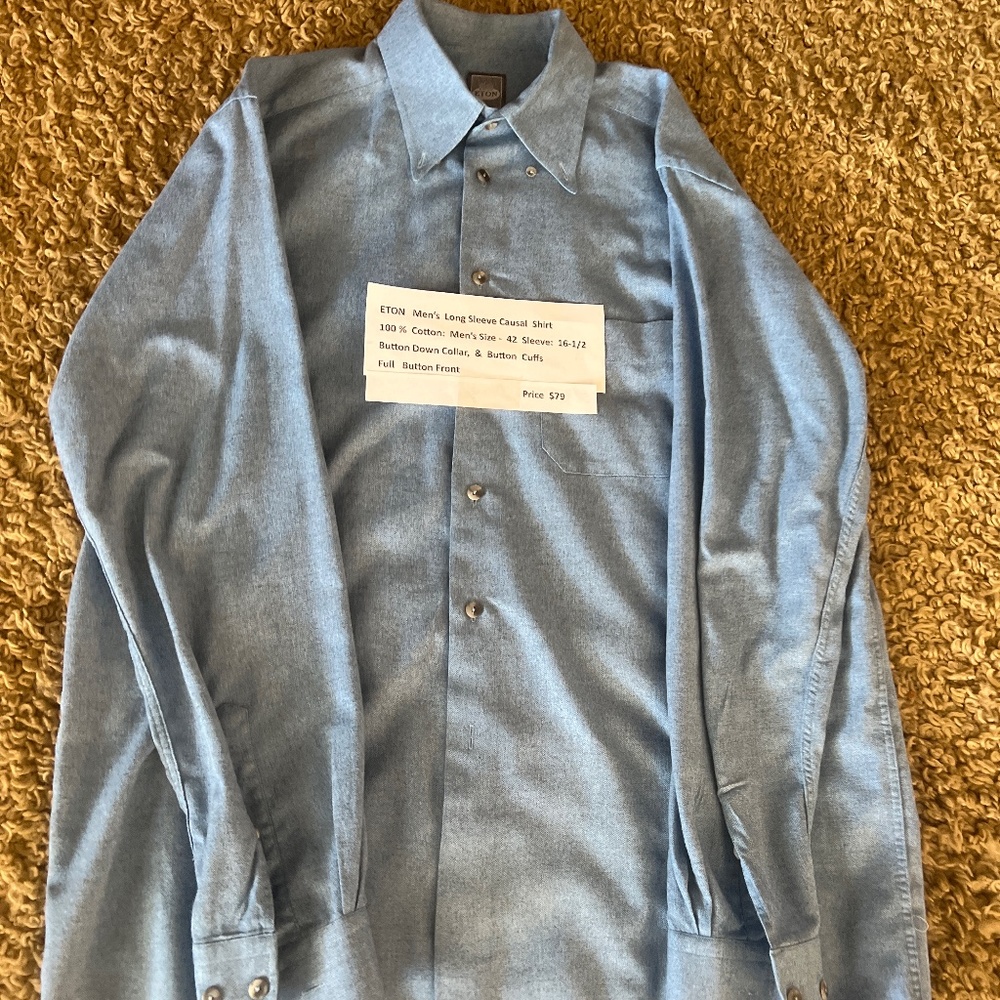 MEN’S.  Size. 42,  Long. Sleeve. Casual. Shirt